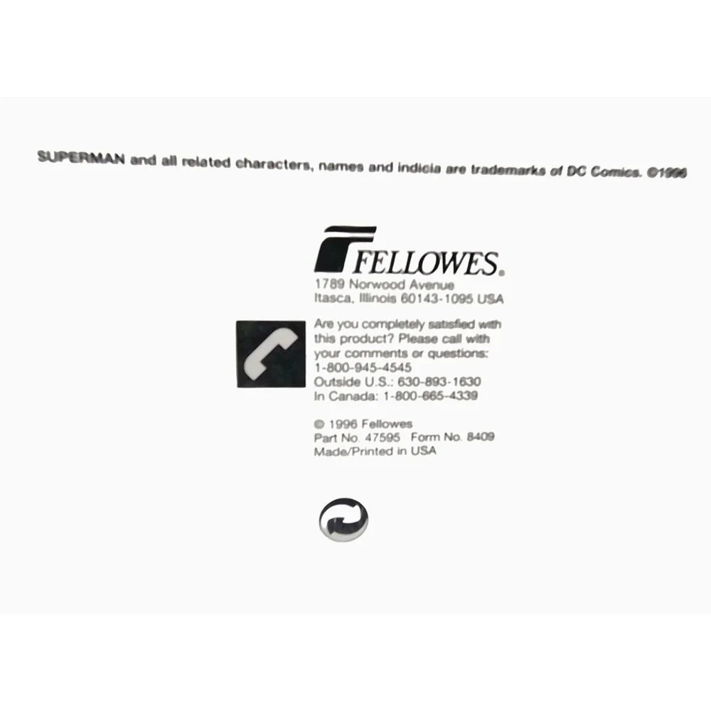 FELLOWES Superman Mouse Pad 1996 DC Comics Logo Sealed Vintage MOC